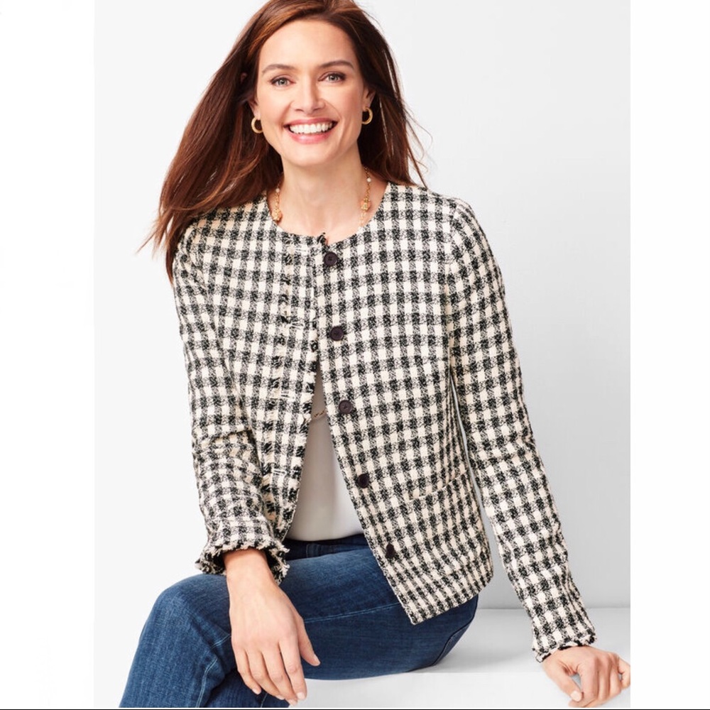 Talbots Black and White Checkered Blazer